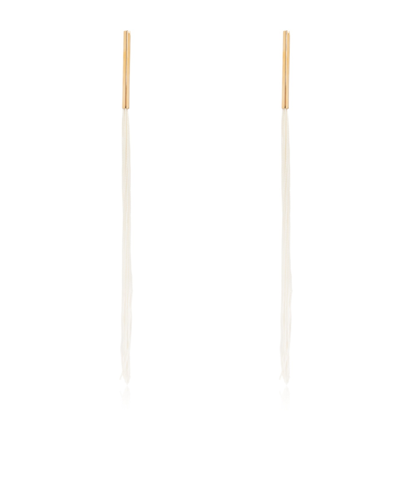 Jil Sander Long Tassel Earrings In Cream