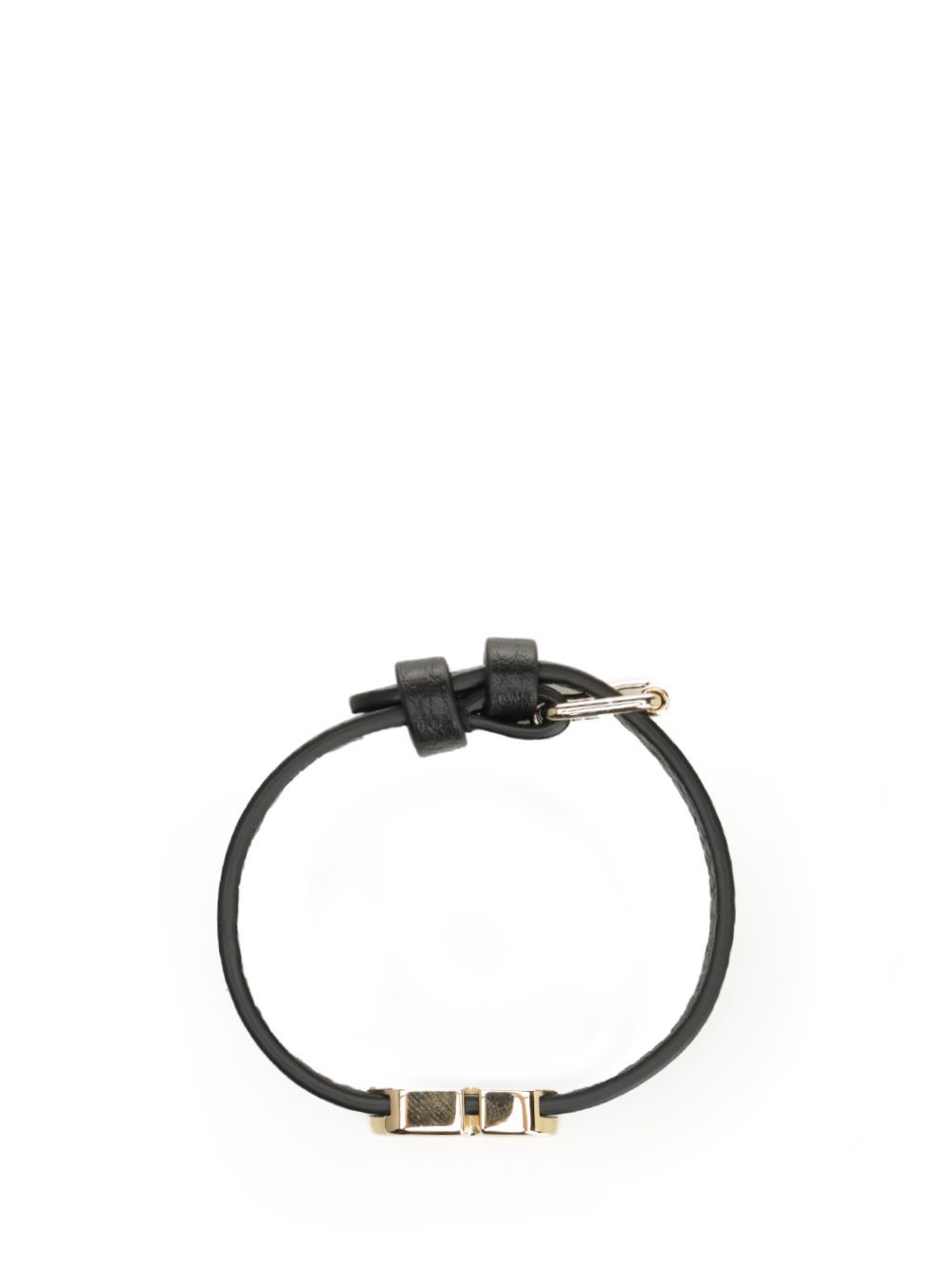 Valentino Vlogo Signature Leather Bracelet Jewelry Black In Black