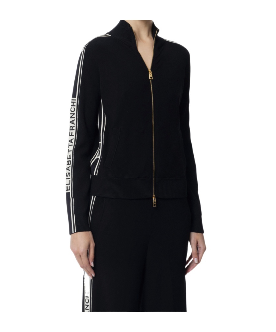Shop Elisabetta Franchi Logo-tape Sweatshirt In Black