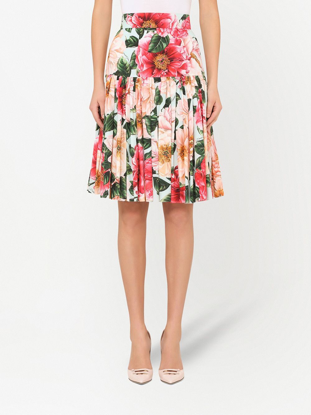 Dolce & Gabbana Floral-print Pleated Skirt In Multicolor