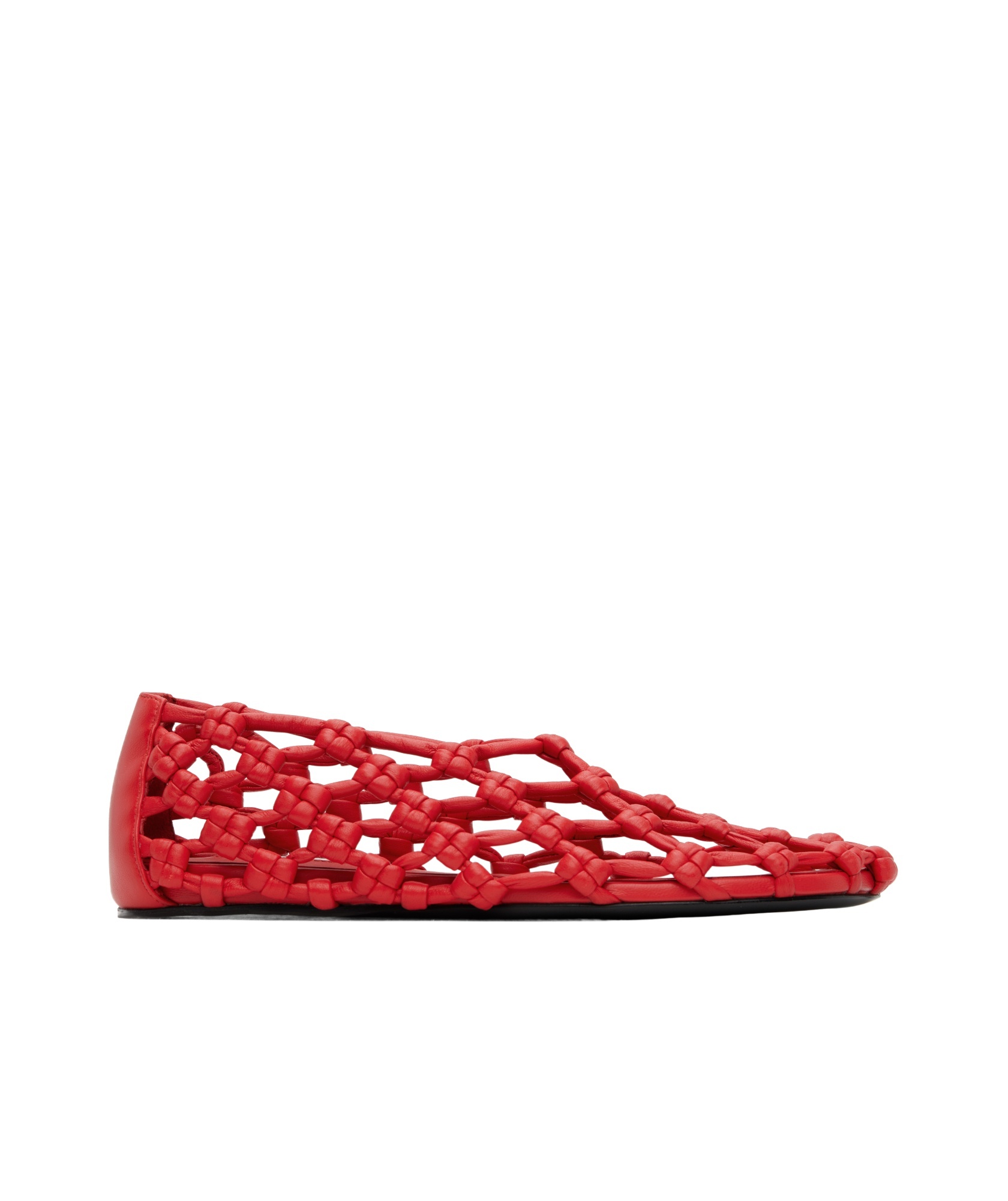 Jil Sander Red Hand-knotted Ballerina Flats In Red