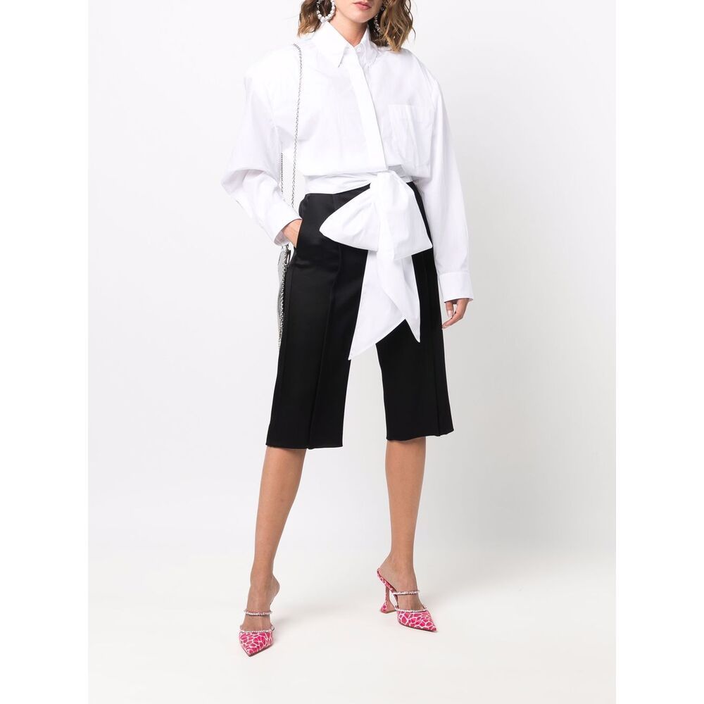 Alexandre Vauthier Tied-waist Cotton Shirt In White