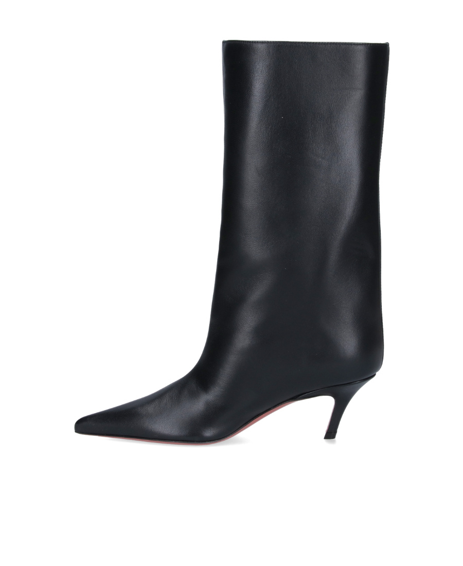Amina Muaddi Fiona 60 Nappa Leather Mid-calf Boots In Black