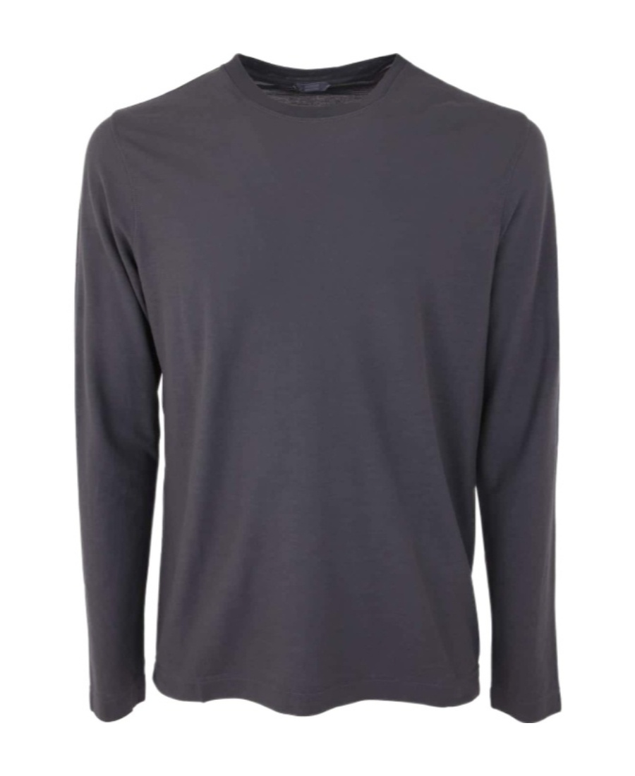 Zanone Crew Neck Long Sleeves Plain T-shirt In Black