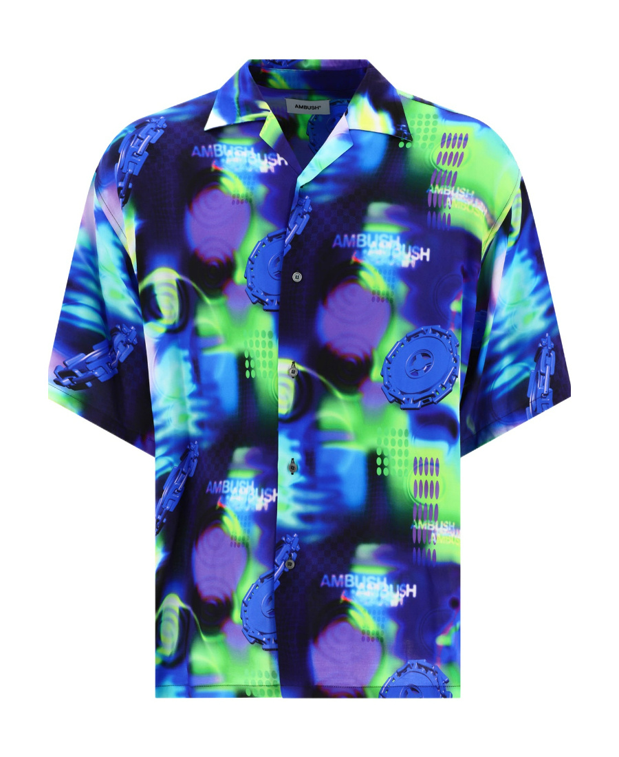 Ambush Abstract-pattern Short-sleeve Shirt In Blue
