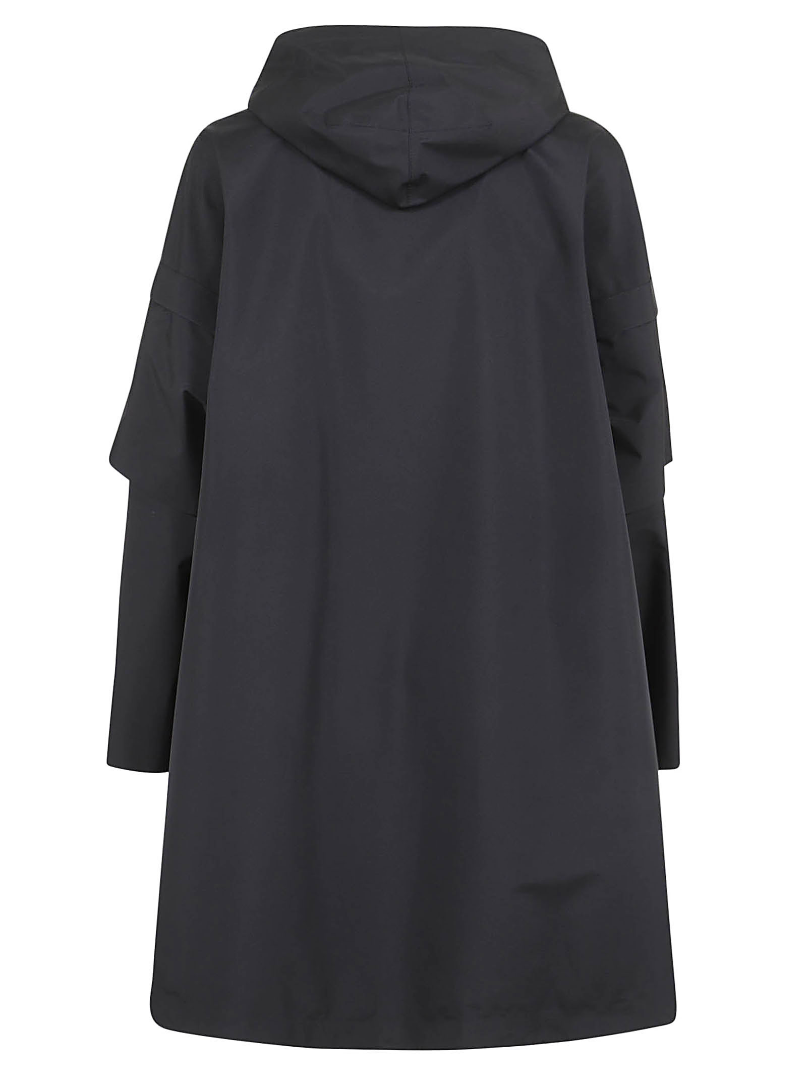 Herno "removable Sleeve Cape Coat In Black