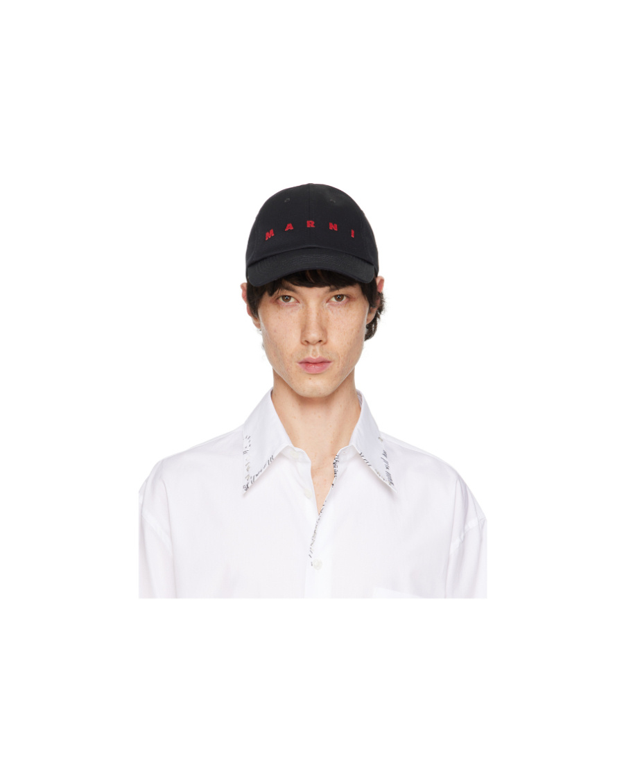 Marni Baseball Cap With Embroidered Logo In Black