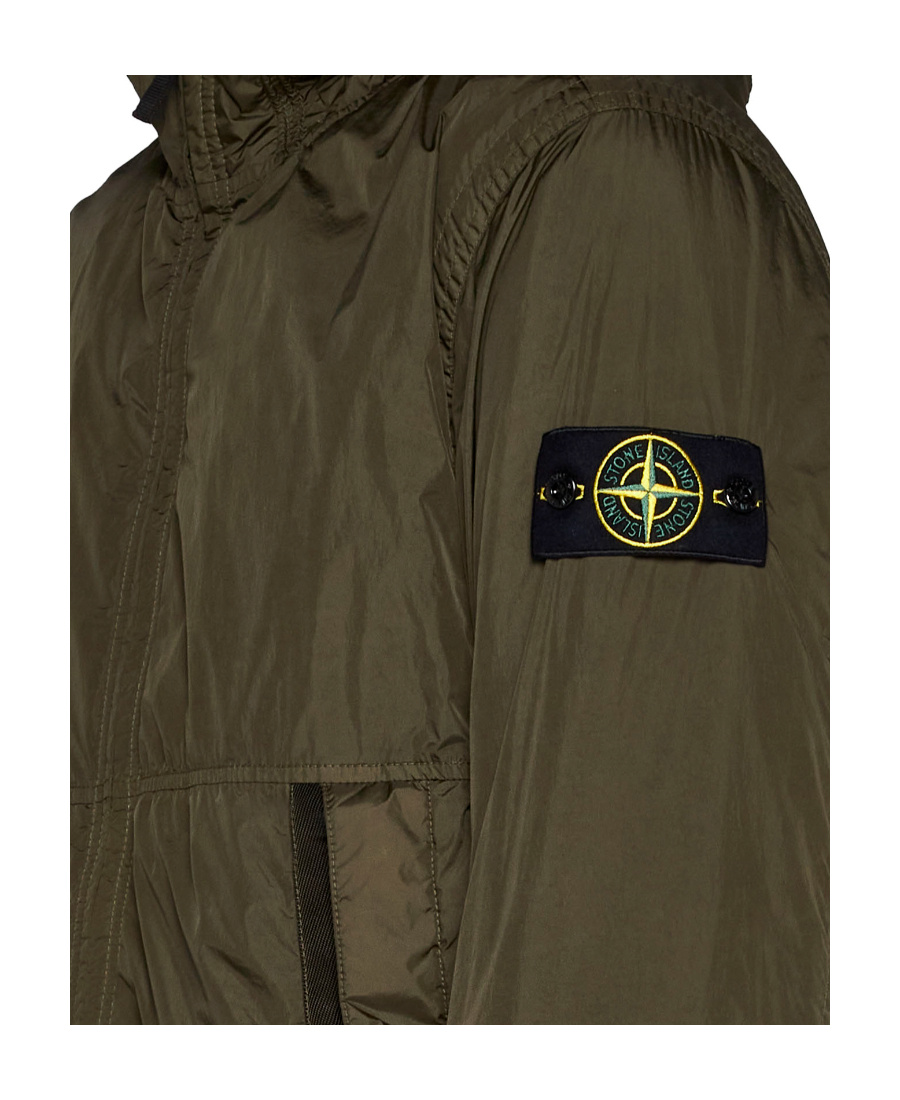 Stone Island Garment Dyed Crinkled Bomber Jacket In Green