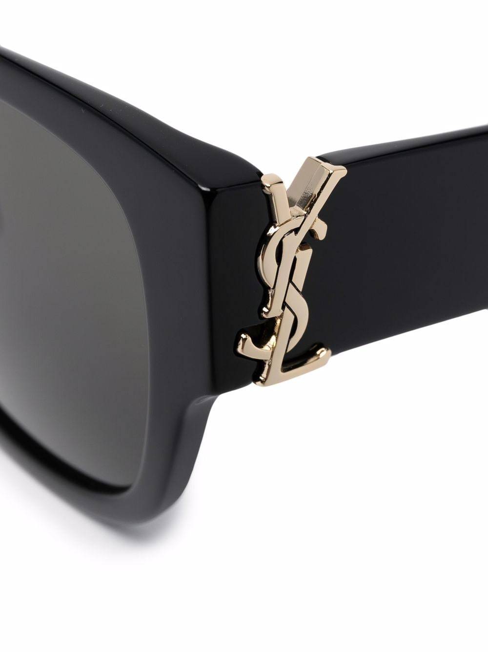 Saint Laurent Logo-plaque Detail Sunglasses In Black