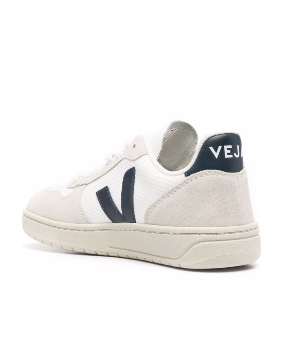 Veja V-10 Panelled Lace-up Sneakers In White