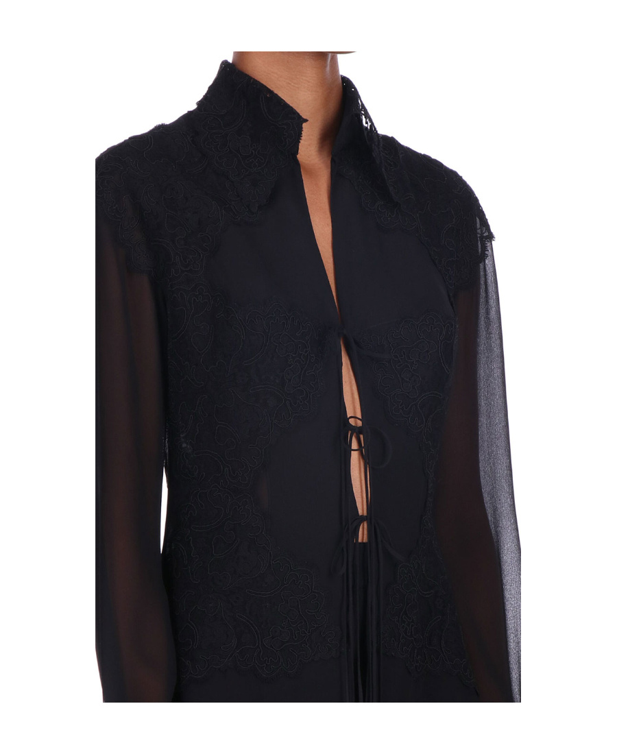 Ermanno Scervino Lace Long-sleeved Shirt In Black