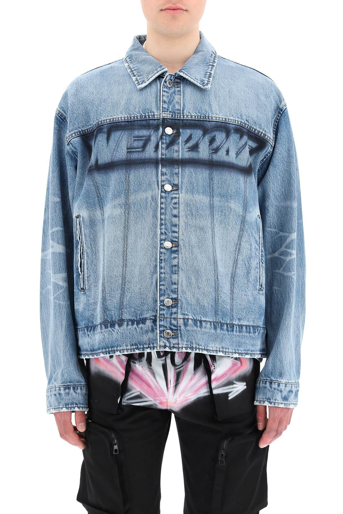 We11 Done Logo Denim Jacket In Blue