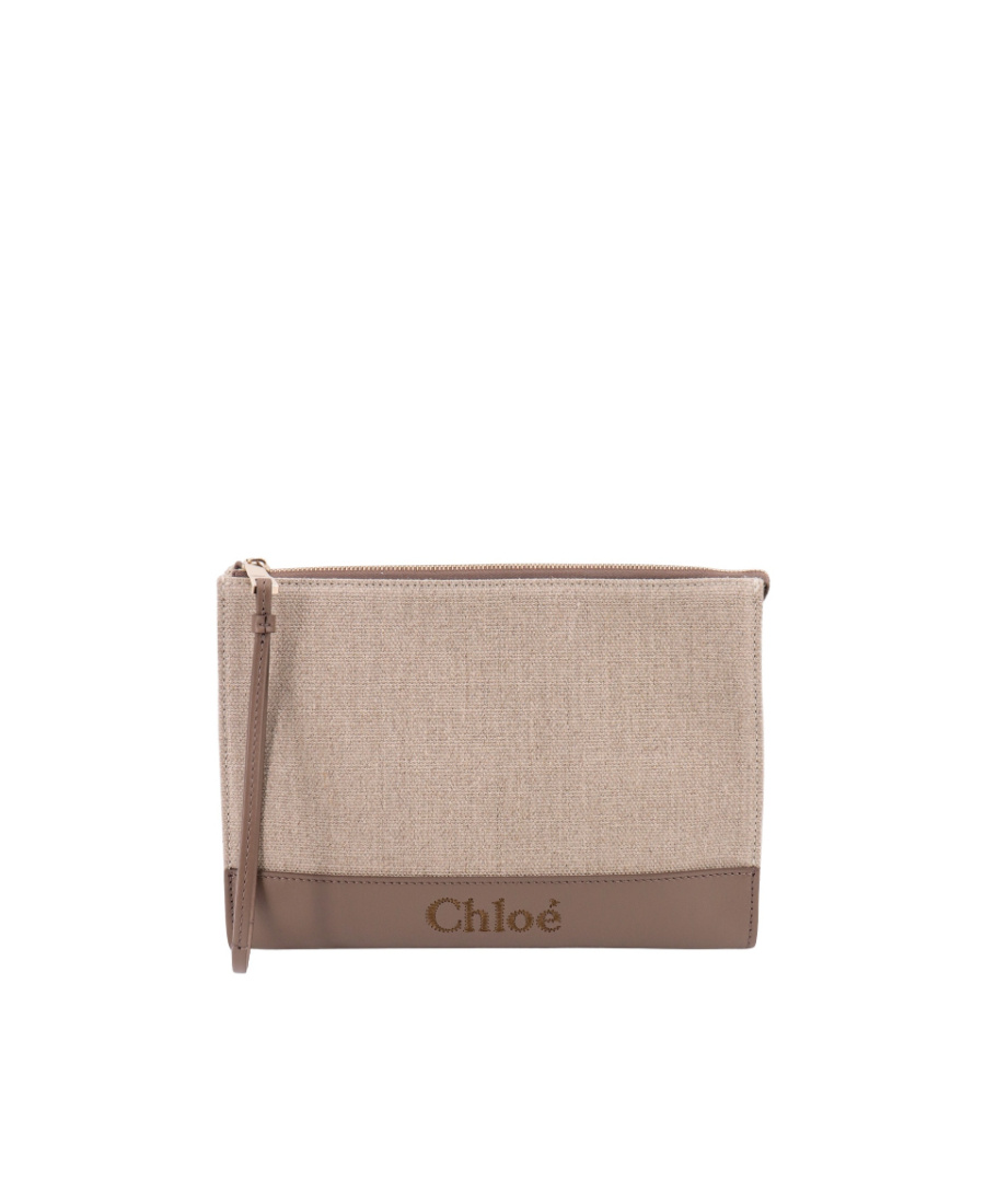 Chloé Two-tone Zipped Clutch Bag In Nude