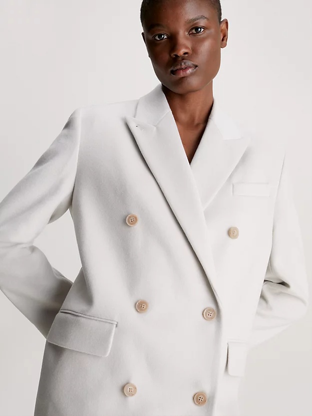 Shop Calvin Klein Double-breasted Coat In White