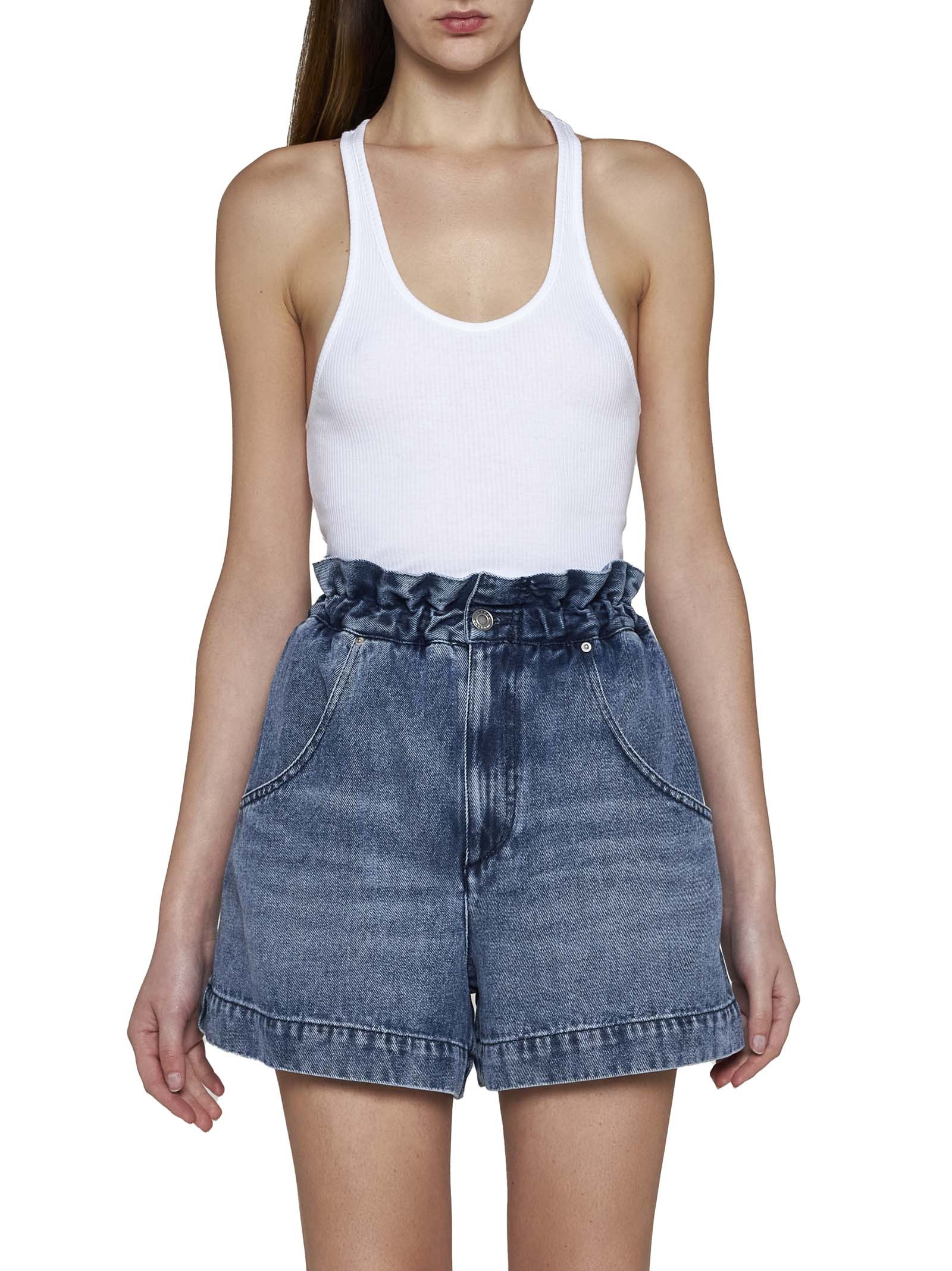 Shop Isabel Marant Titea High Waist Denim Shorts In Blue