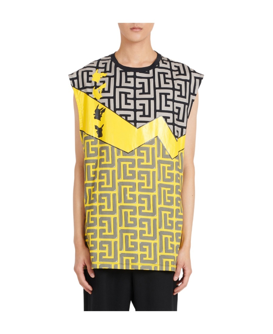 Shop Balmain Unisex - Oversized Pokémon Print Cotton T-shirt In Gray