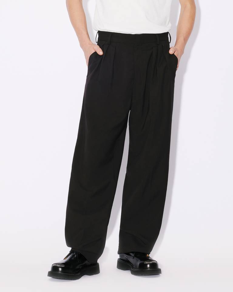 Kenzo Wool Pleated Tailored Trousers In Black