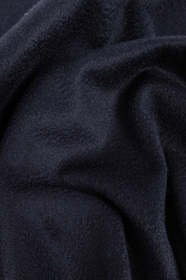 Max Mara Rectangular Cashmere Scarf Fringed Edge In Black