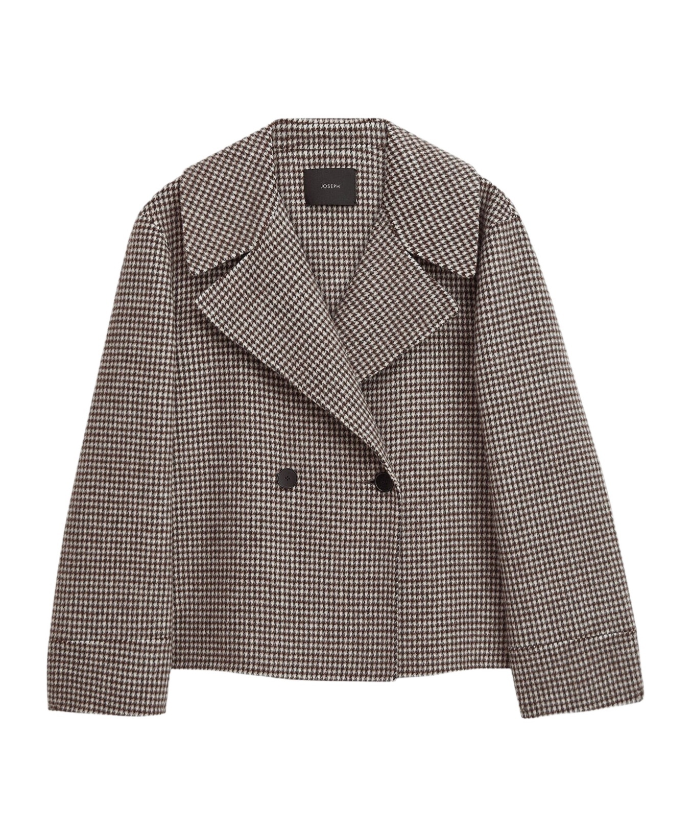 Joseph Double-sided Cashmere Dog Tooth Roll Coat In Gray