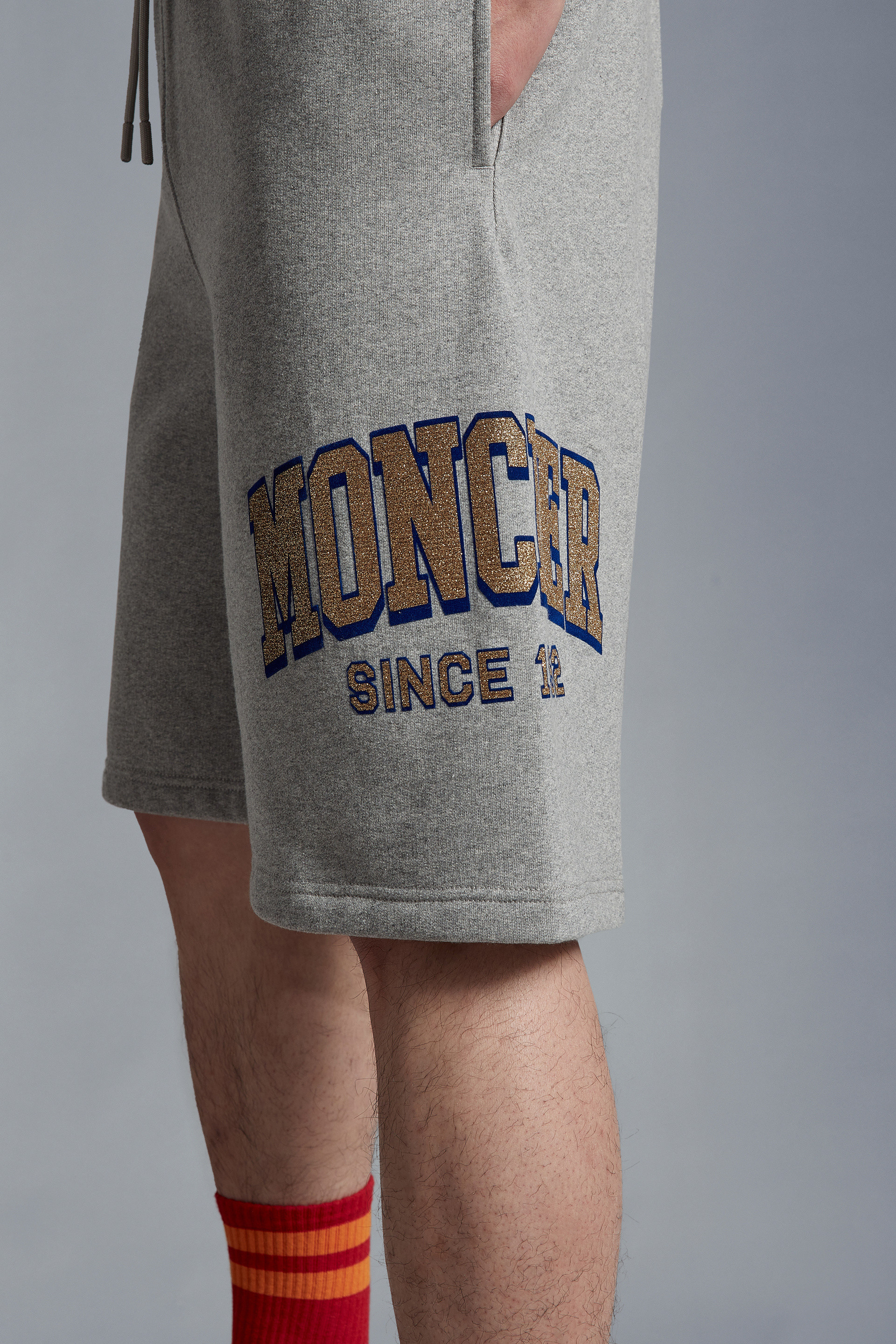 Moncler Logo-print Shorts In Gray