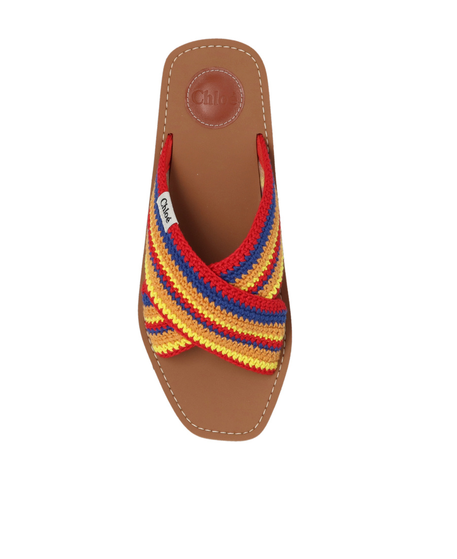 Chloé Woody Crisscross Knit Strap Slide Sandal In Multicolor