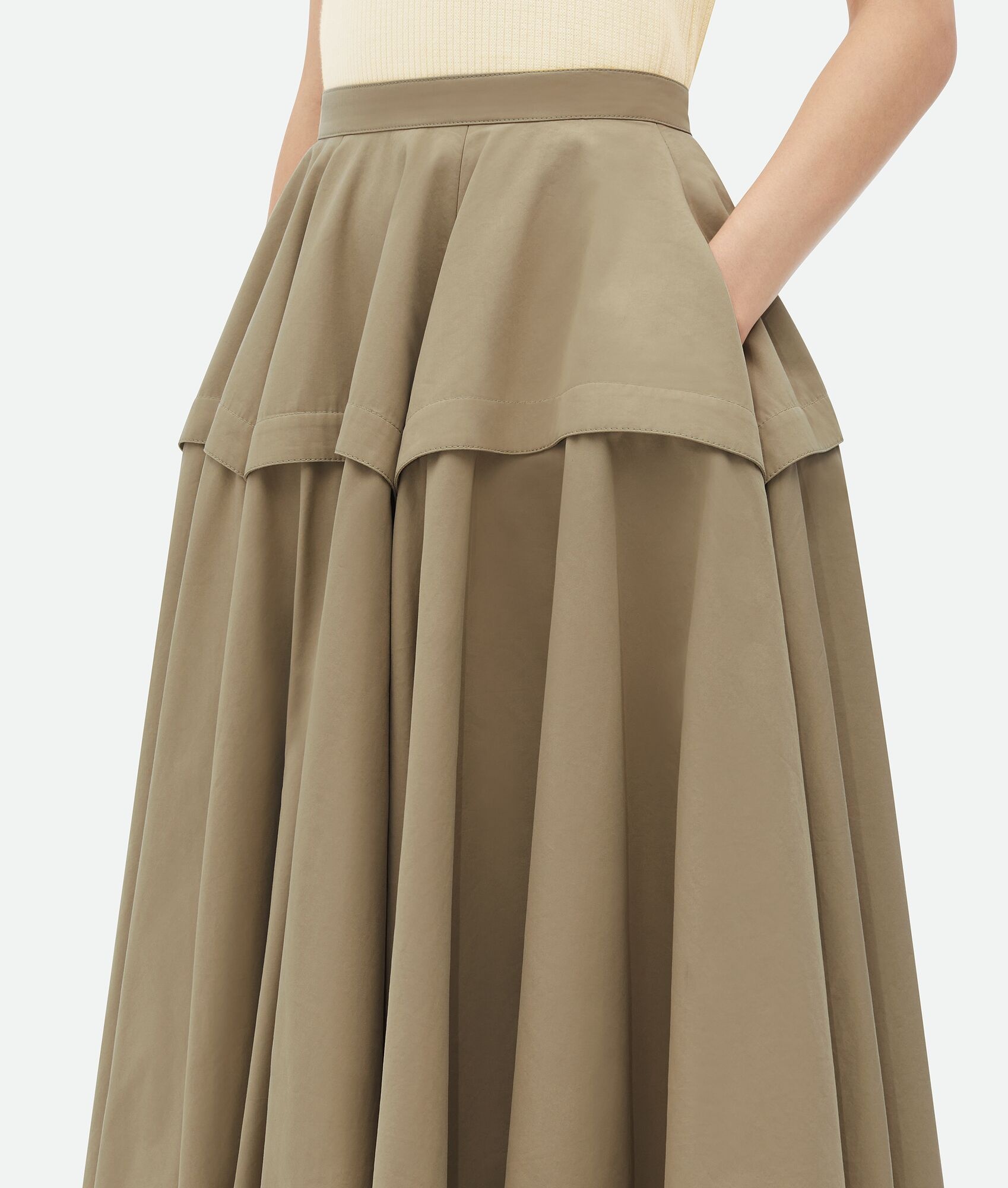 Bottega Veneta Pleated Midi Skirt In Nude
