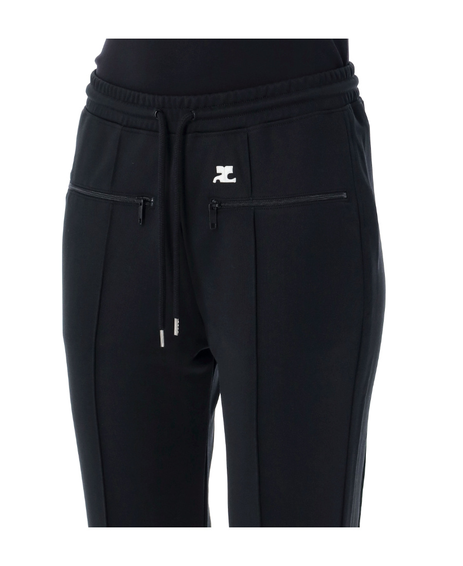 Shop Courrèges Logo-embroidered Flared Trousers In Black