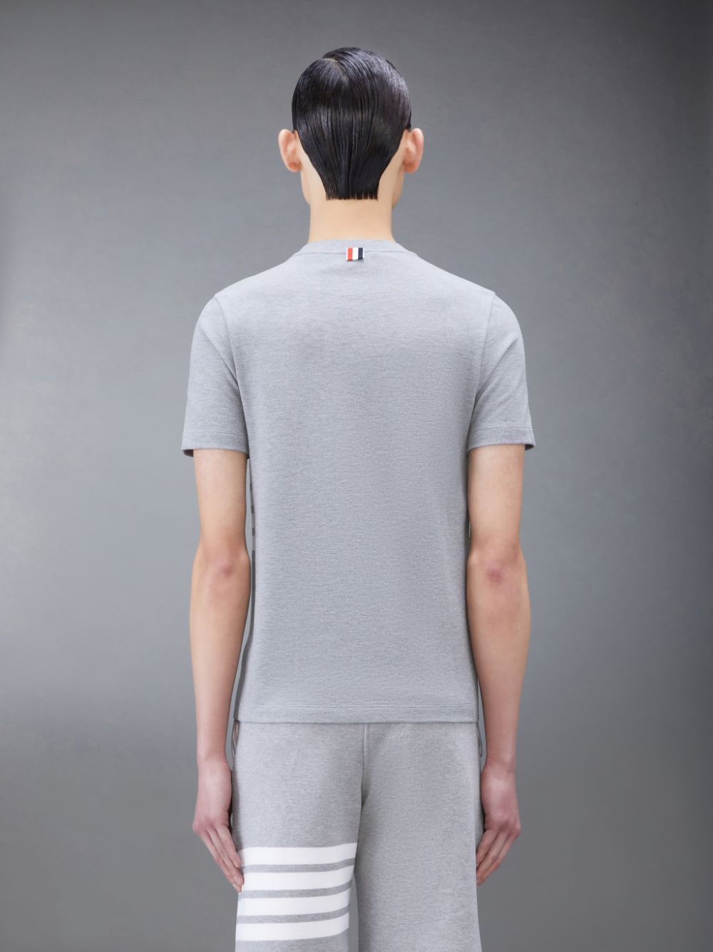 Thom Browne 4-bar Insert Piqué T-shirt In Gray