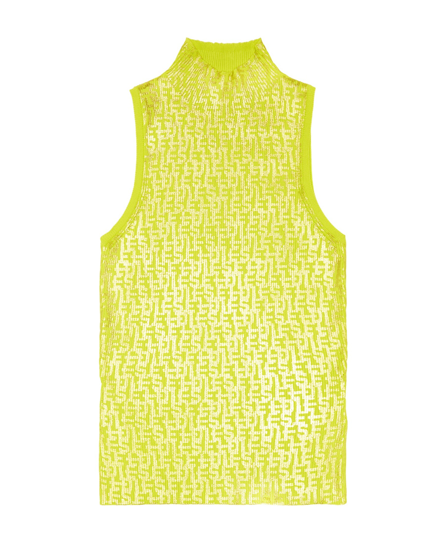 Diesel Monogram-print Cotton Tank Top In Yellow