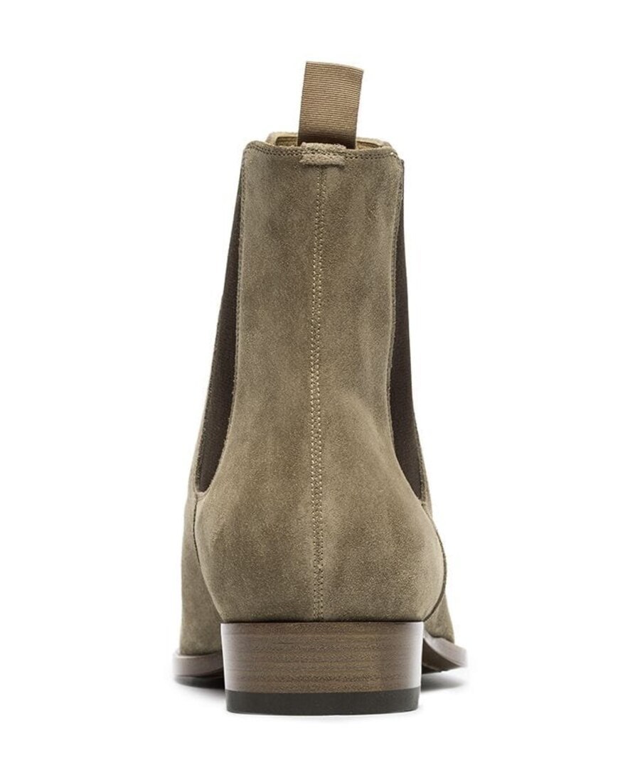 Saint Laurent Wyatt 30 Light Brown Suede Ankle Boot In Nude