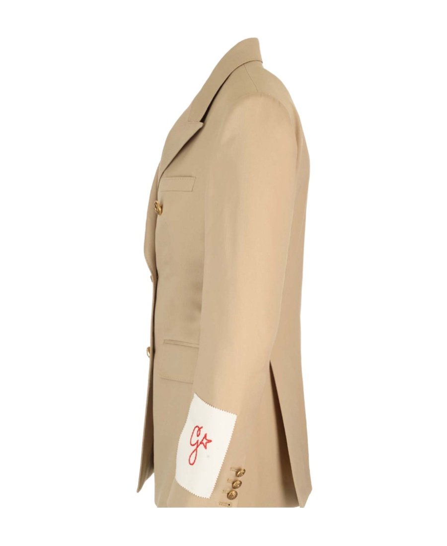 Golden Goose Womens Double-breasted Blazer In Sand With Gold Heraldic Buttons In Nude