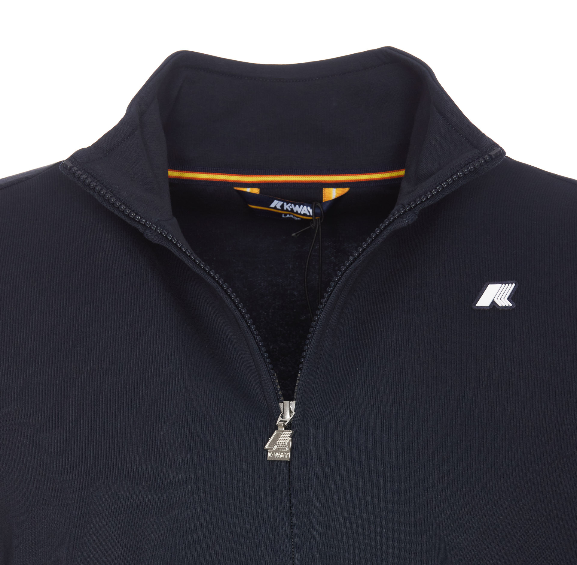K-way Short High Neck Ribbed Cuffs Jacket In Blue