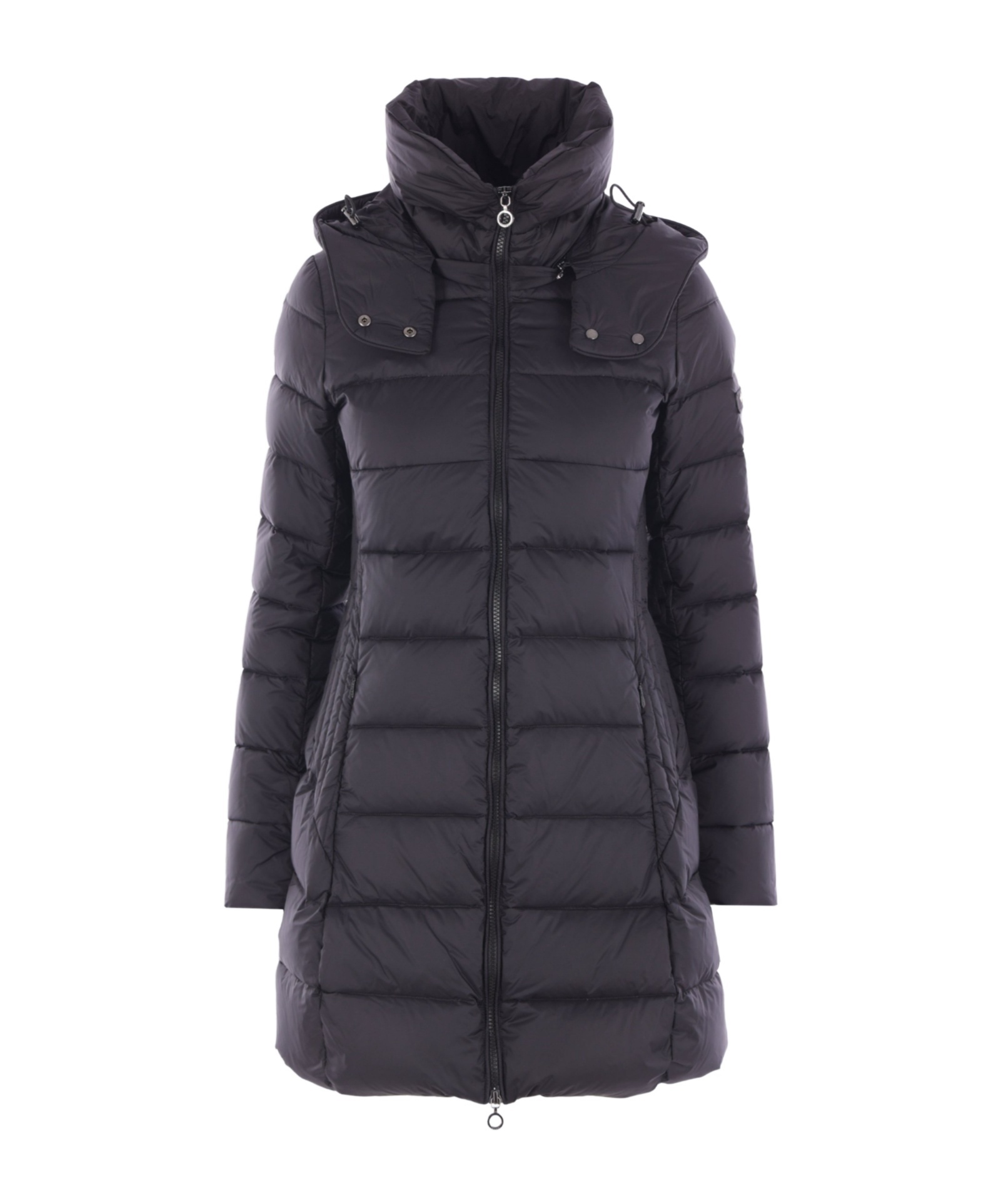 Tatras Hooded Long Length Padded Quilted Jacket In Black