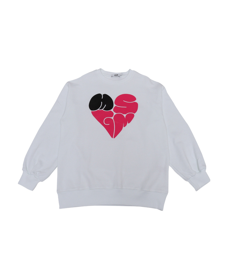 Msgm Long-sleeved Round-neck Sweater In White
