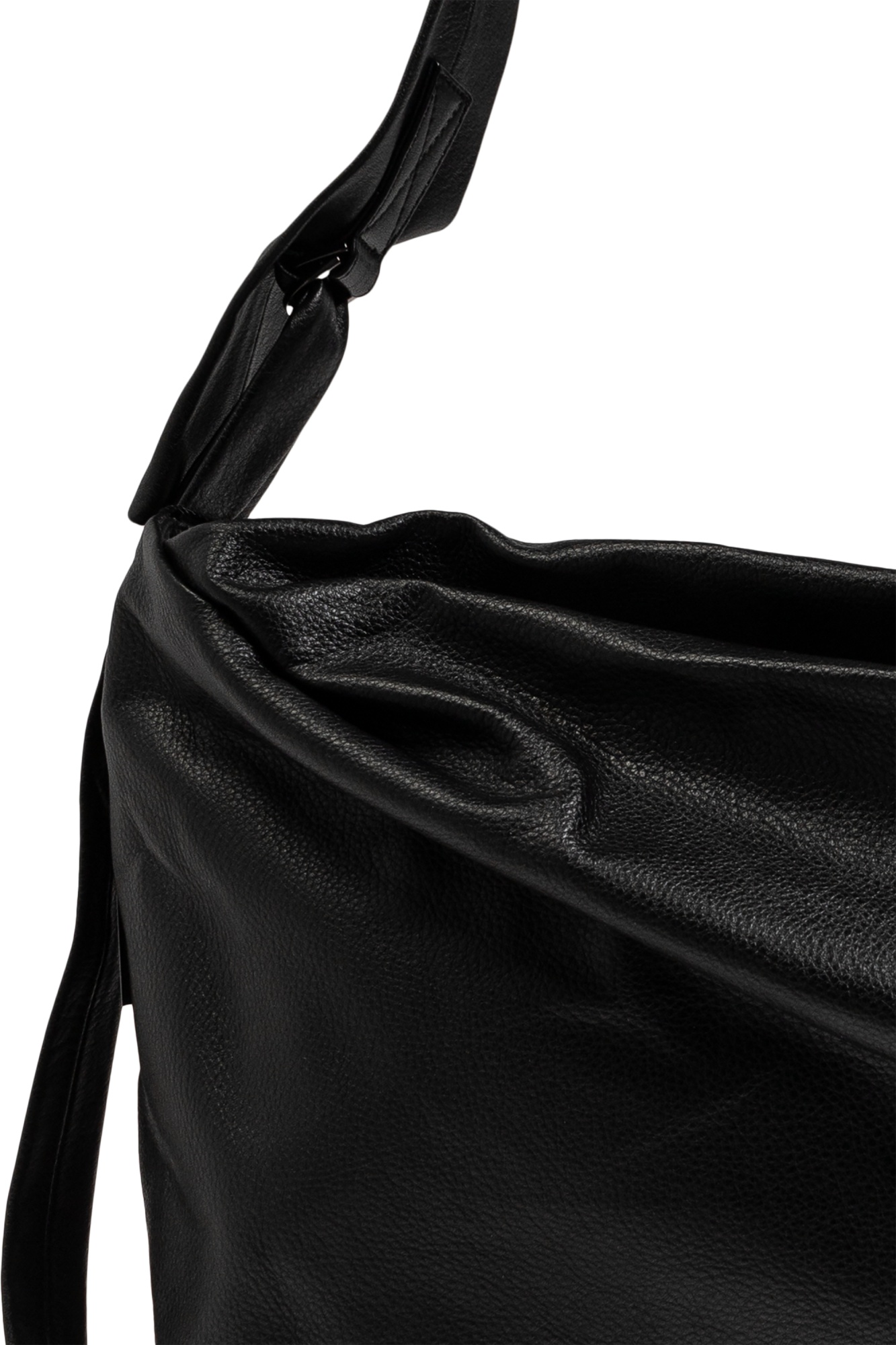 Yohji Yamamoto Puff Leather Shoulder Bag In Black