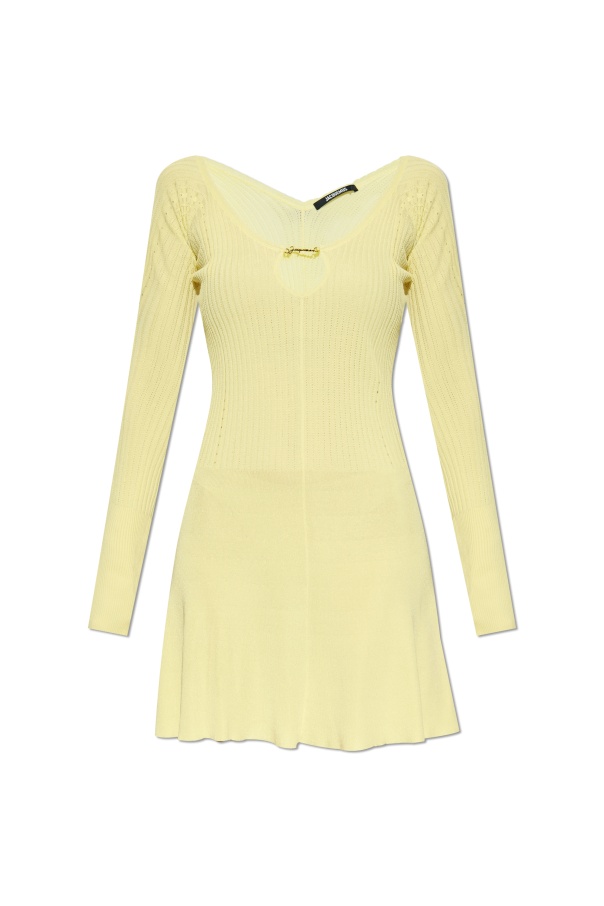 Jacquemus The Pralù Scalloped Mini Dress In Yellow