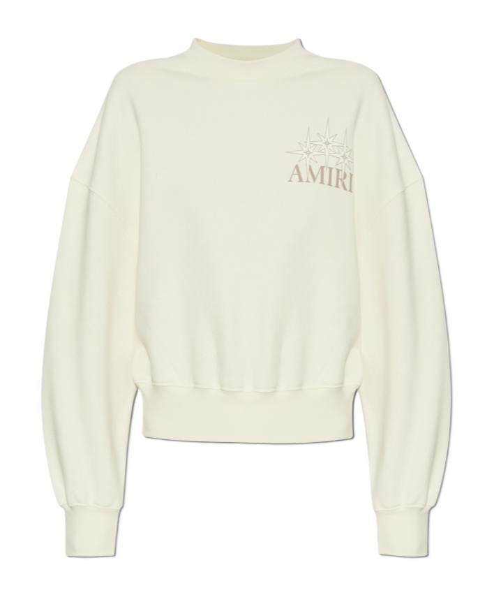 Amiri Starburst Crop Crewneck Sweatshirt In White