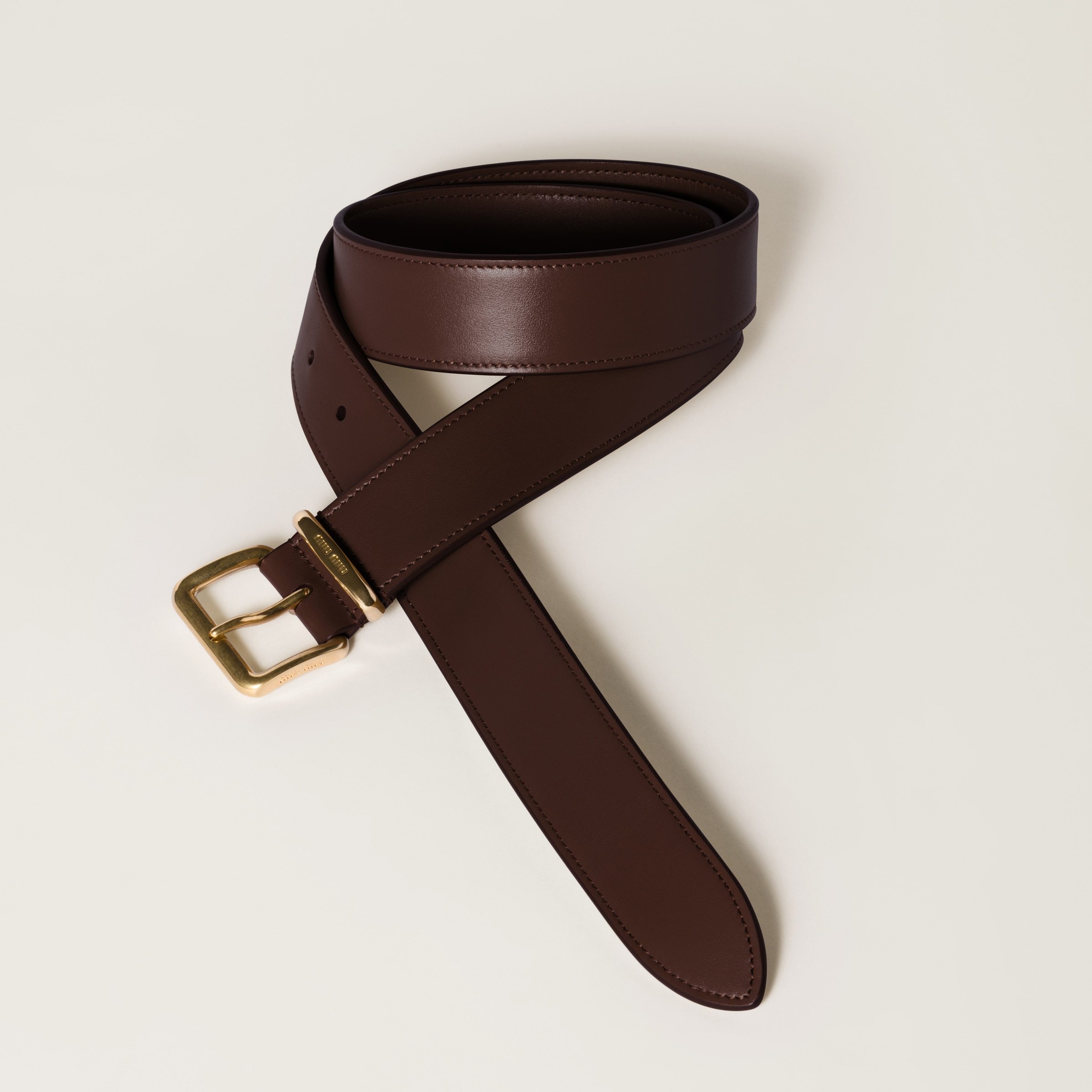 Miu Miu Leather Belt In Brown