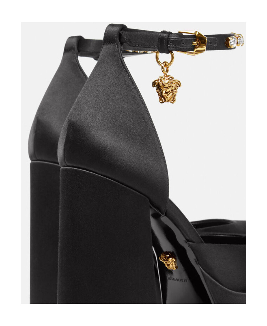 Versace Medusa Aevitas 120 Platform Pumps In Calf Leather In Black