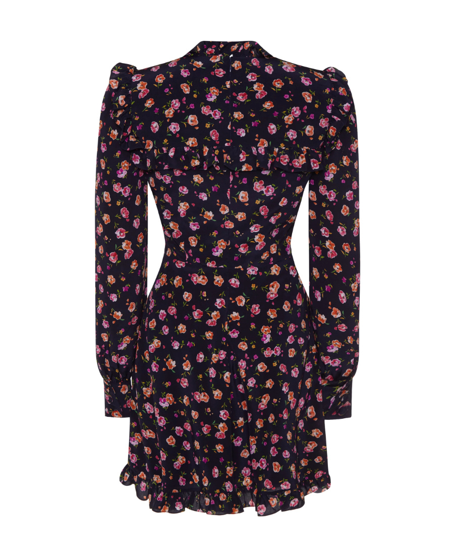 Alessandra Rich Printed Belted Silk Minidress In Black