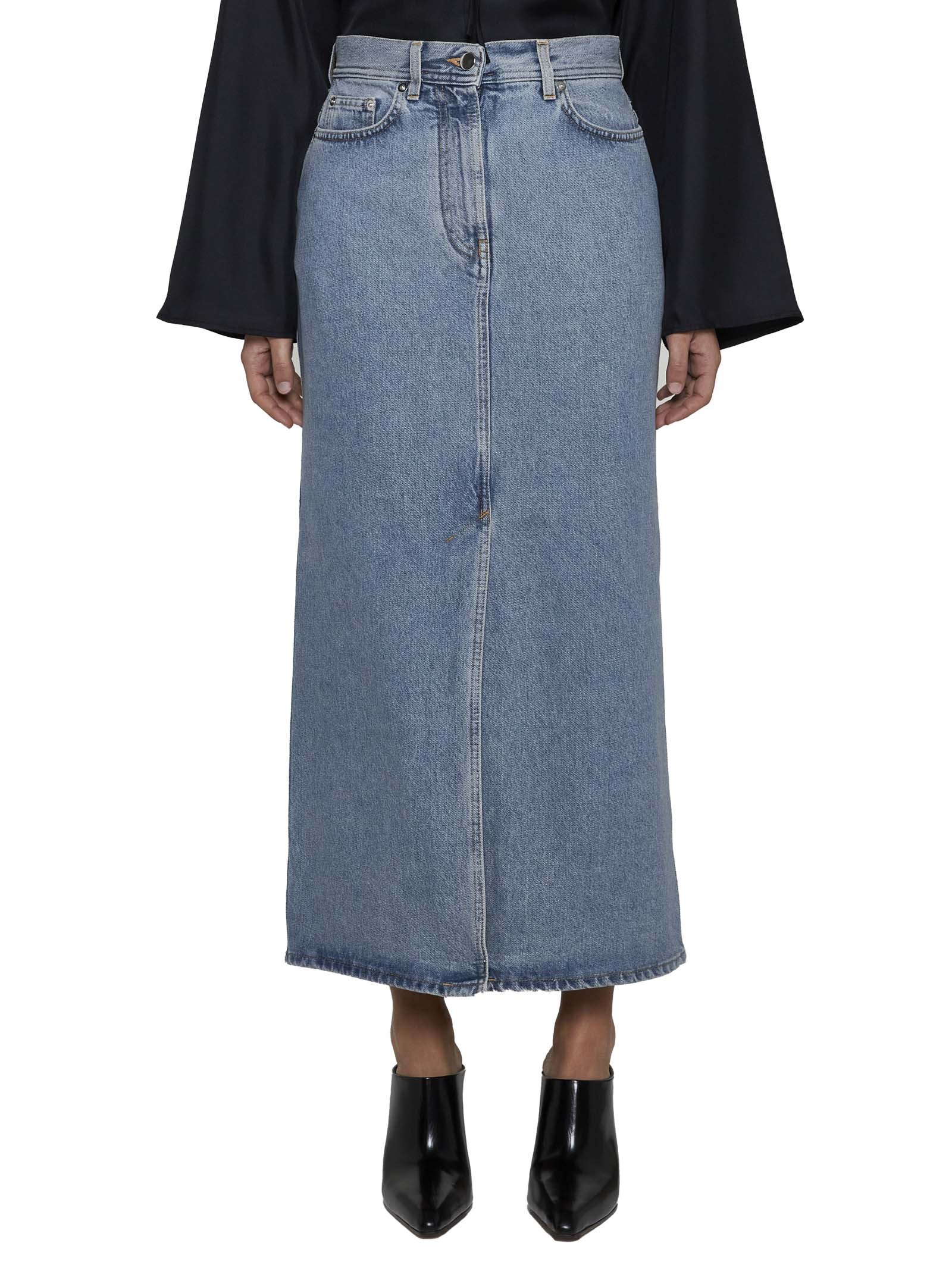 LOULOU STUDIO HIGH-RISE LONG DENIM SKIRT