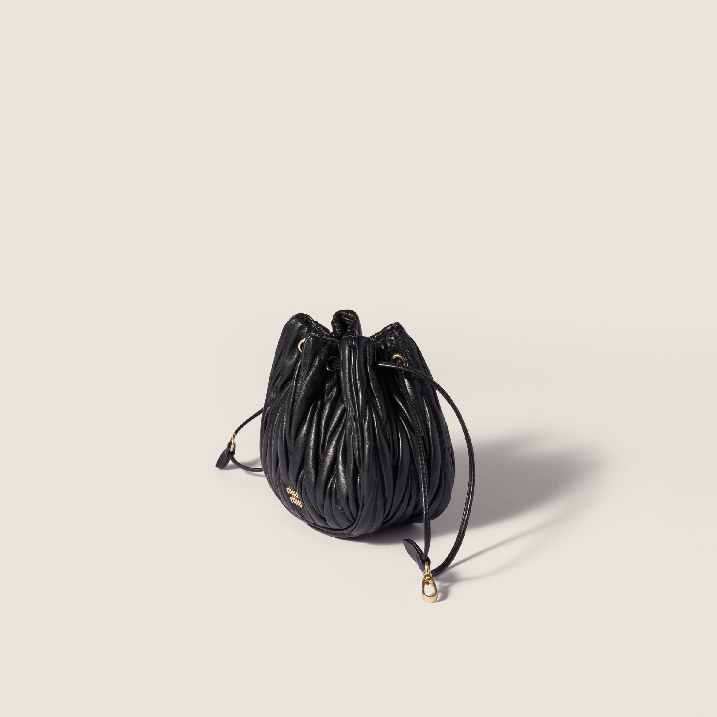 Miu Miu Matelassé Nappa Leather Pouch In Black