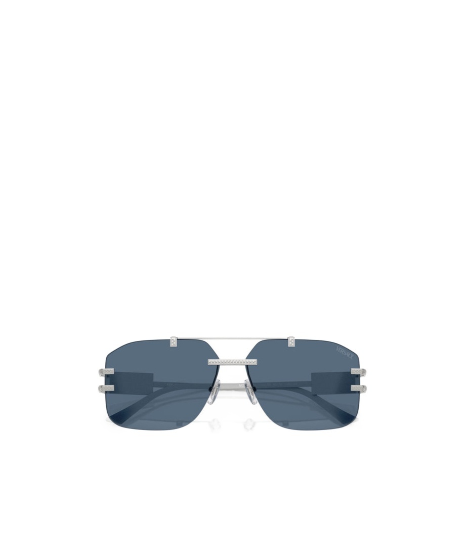Versace Letter Detail Sunglasses In Blue