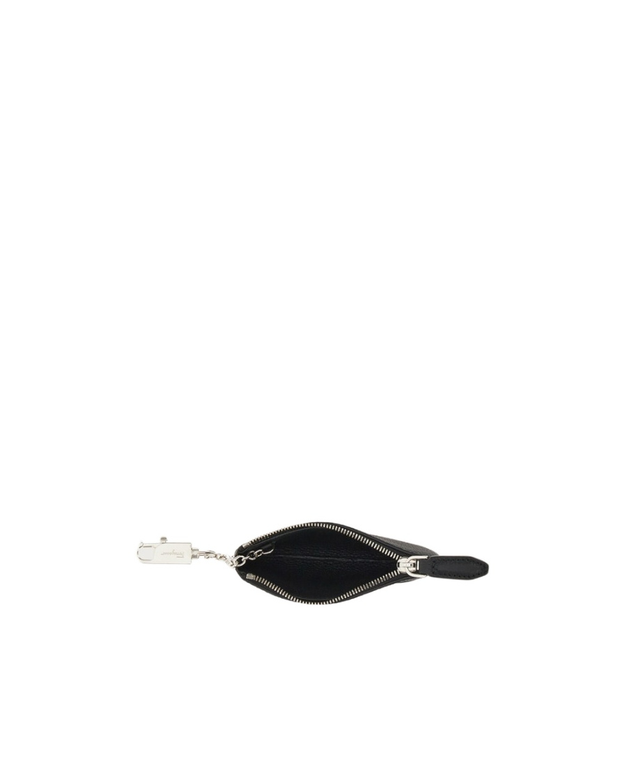 Ferragamo Gancini Leather Keyring In Black