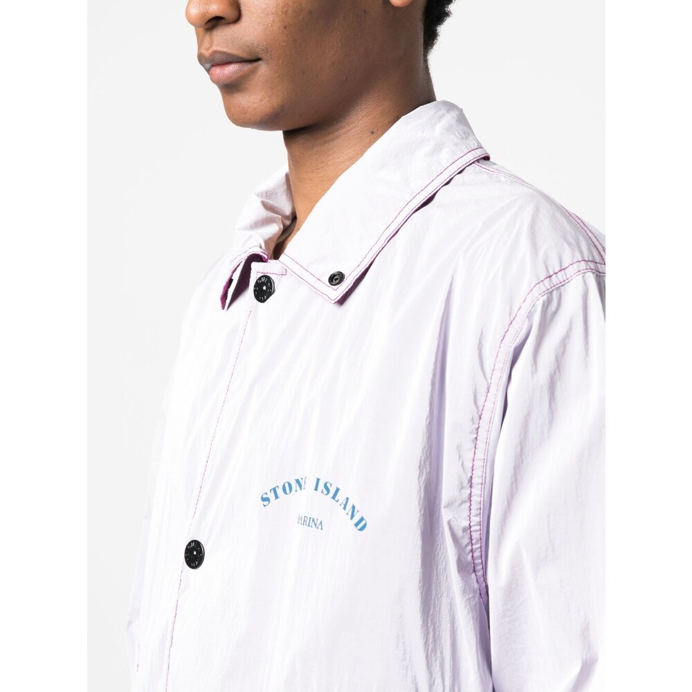 Stone Island Compass-patch Lightweight Jacket In Red