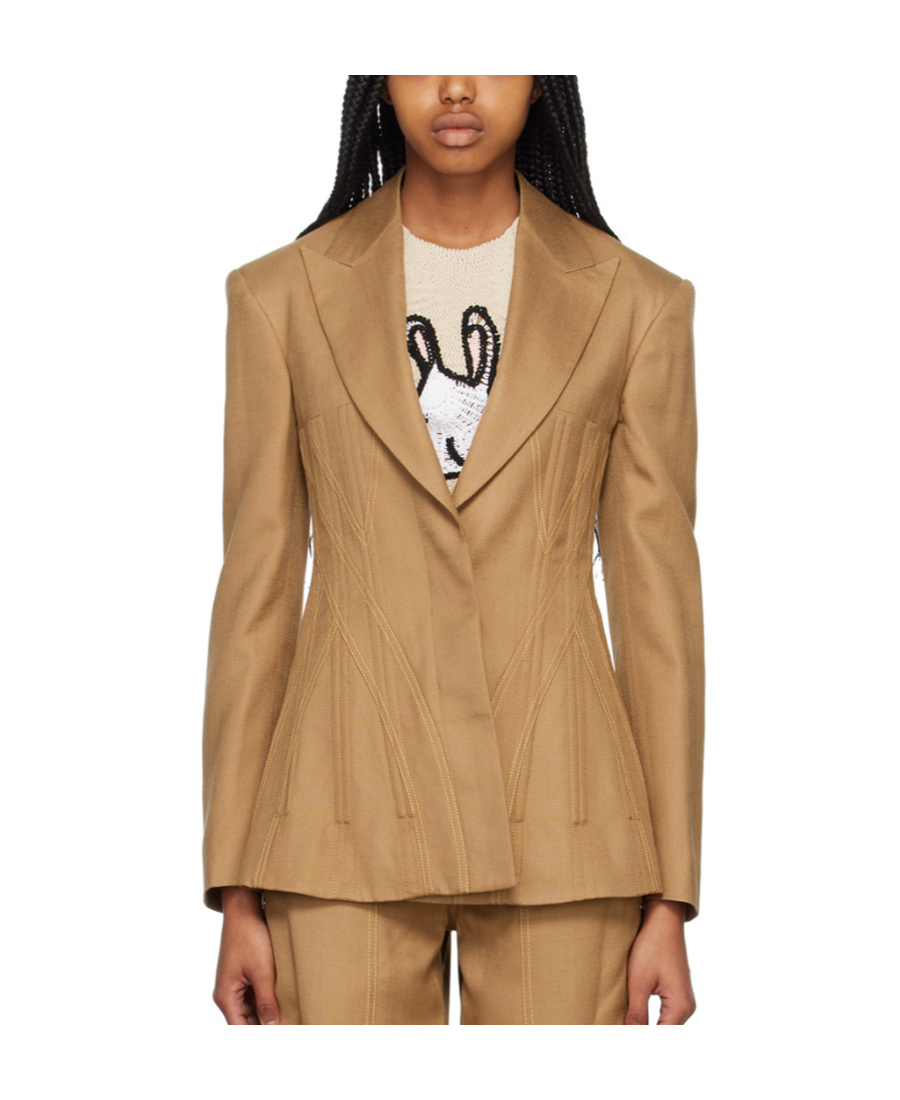 Stella Mccartney Tan Corset Blazer In Nude