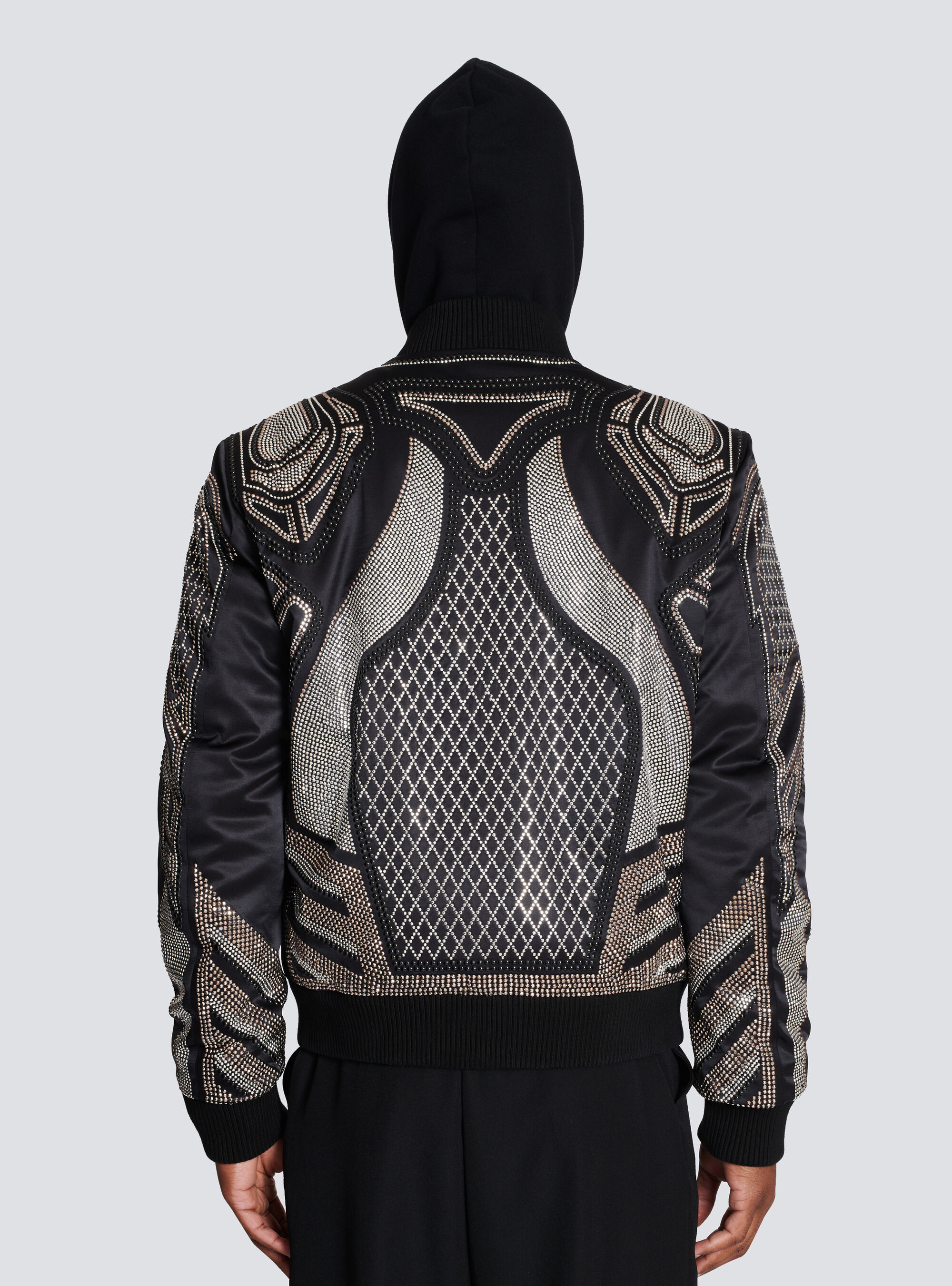 Balmain All-over Embroidered Jacket With Studs In Black