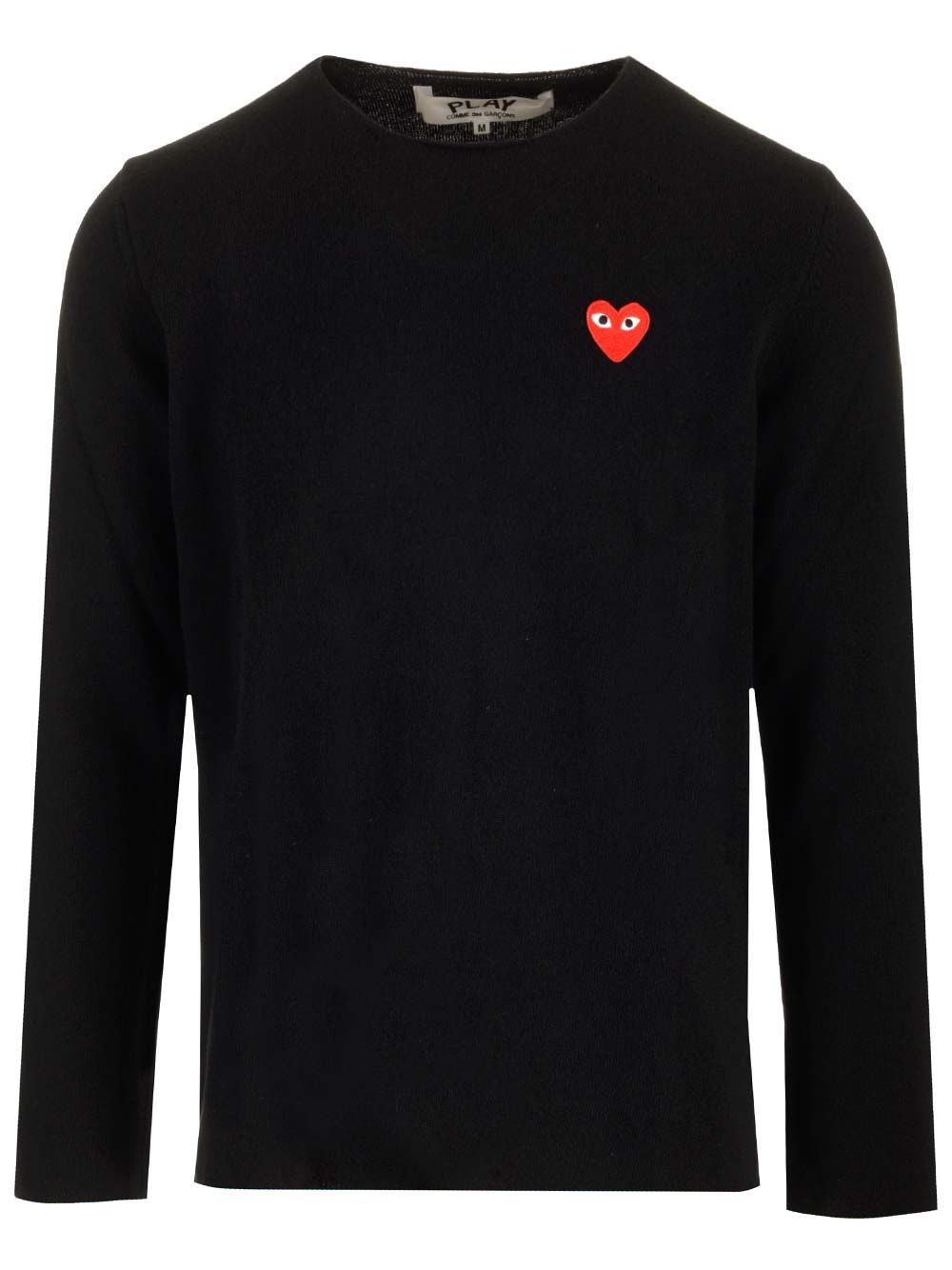 Comme Des Garçons Play Round-collar And Long-sleeved Sweater In Black