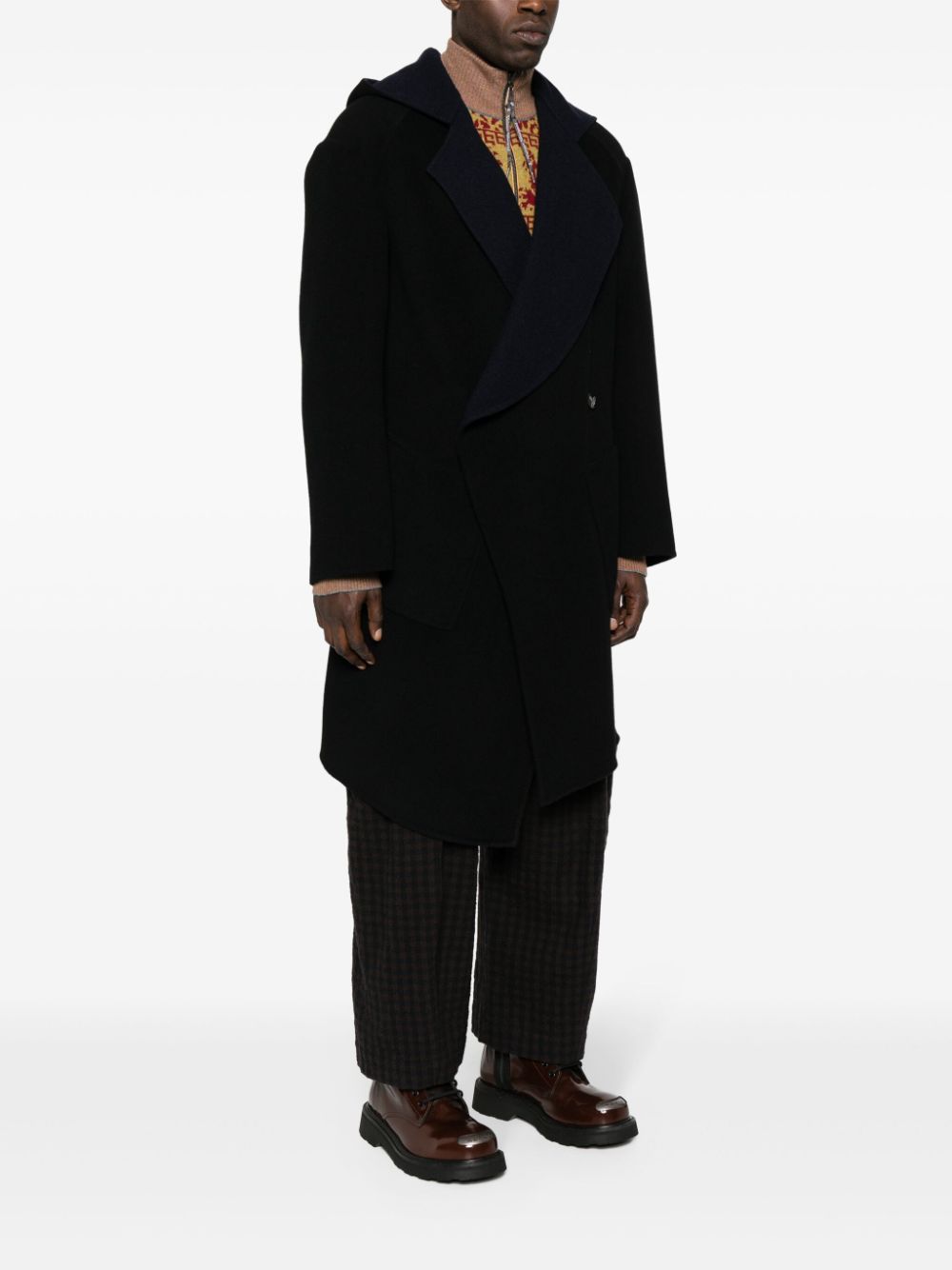Vivienne Westwood Orb-appliqué Asymmetric Coat In Black
