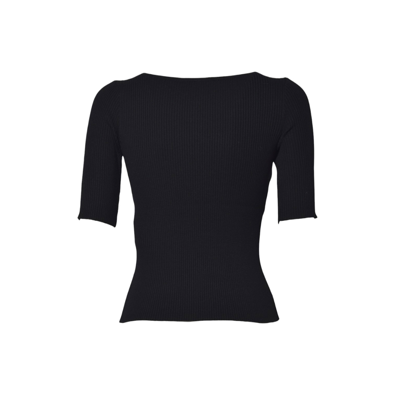 Weekend Max Mara Boat Neck Ribbed Sweatshirt In Black